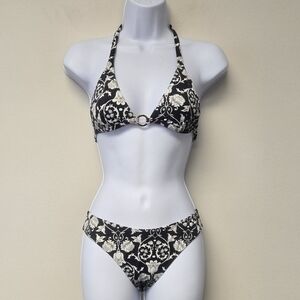 Cia maritima Floral Bikini Set Black and White L